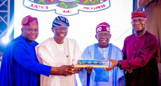 PHOTOS: Tinubu, Fashola, Ambode, Sanwo-Olu share same stage — all Lagos governors since 1999