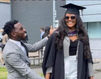 Timi Dakolo ecstatic as wife bags master’s degree from UK varsity