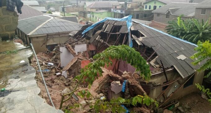 Two siblings killed as section of building collapses in Lagos after heavy rainfall