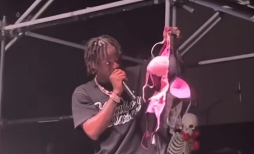VIDEO: Rema gifted bras at his US concert as Davido performs