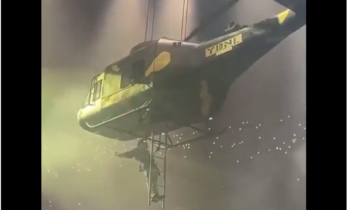 WATCH: Asake makes grand entrance in helicopter at O2 Arena concert