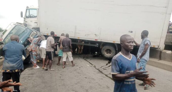 Two dead, five injured as truck, cars collide in Lagos
