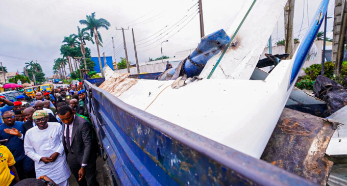 PHOTOS: Sanwo-Olu visits scene of jet crash in Lagos