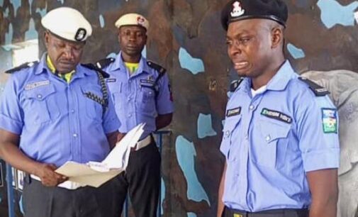 EXTRA: Police officer breaks down in tears after dismissal in Adamawa