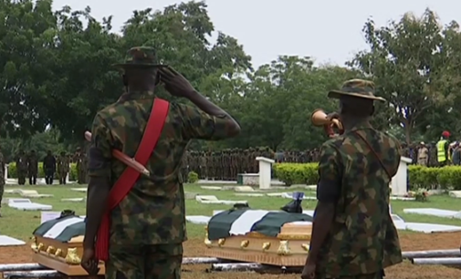 PHOTOS: Defence ministers present as army buries 22 soldiers killed in Niger state