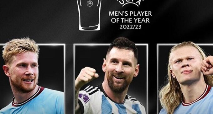 De Bruyne, Haaland, Messi nominated for UEFA player award