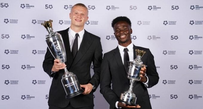 FULL LIST: Haaland, Saka win PFA player and young player awards