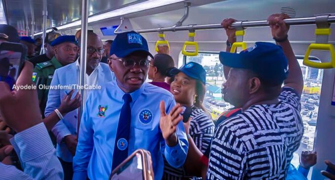 PHOTOS: Sanwo-Olu joins passengers for inaugural ride of Lagos blue rail