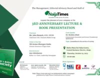 Naija Times set to hold 3rd anniversary lecture, book presentation