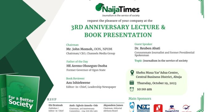 Naija Times set to hold 3rd anniversary lecture, book presentation