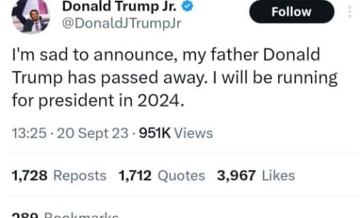 EXTRA: Hackers take over X account of Trump’s son, claim father is dead