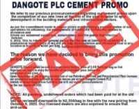 FAKE NEWS ALERT: Price reduction report false, says Dangote Cement