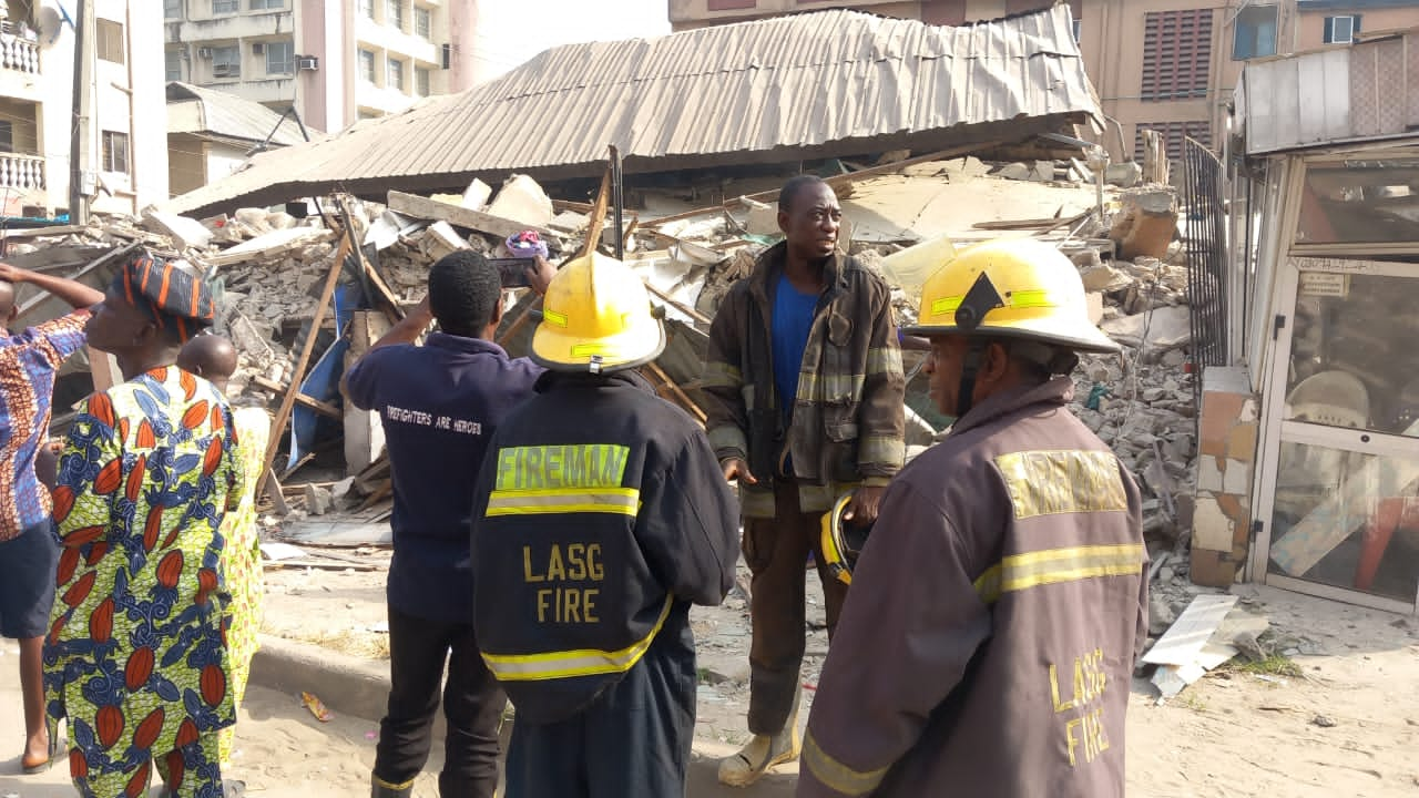 Scene of building collapse in Ebute Meta, Lagos state.