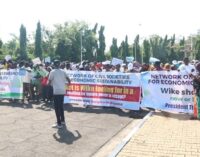 CSOs protest at national assembly, demand Wike’s resignation