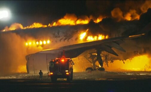 Japan Airlines plane bursts into flames after landing on runway