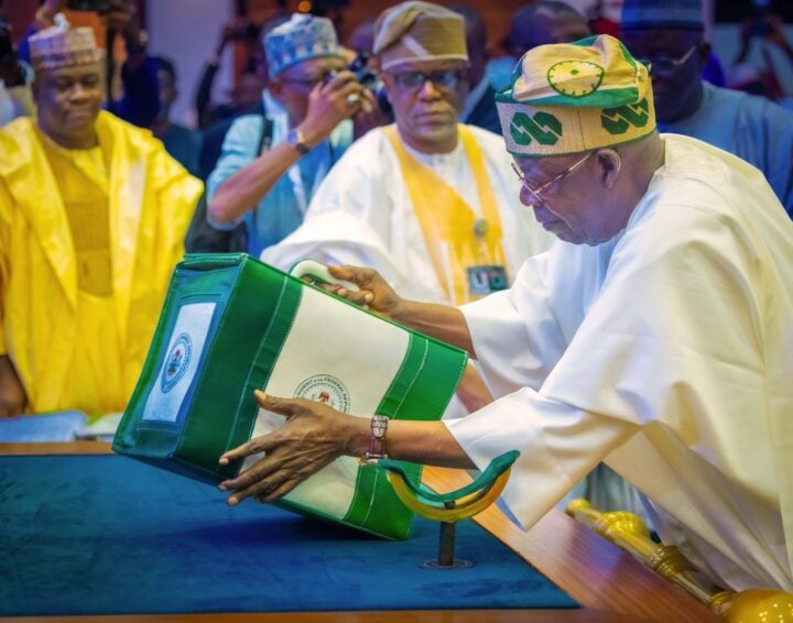 President Bola Tinubu presenting the 2024 budget to the national assembly