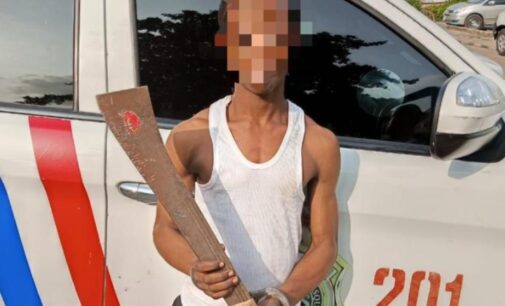 EXTRA: Teenager arrested while trying to snatch police patrol bike in Lagos