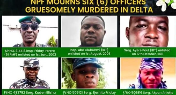 Six police officers on rescue operation ambushed, killed in Delta