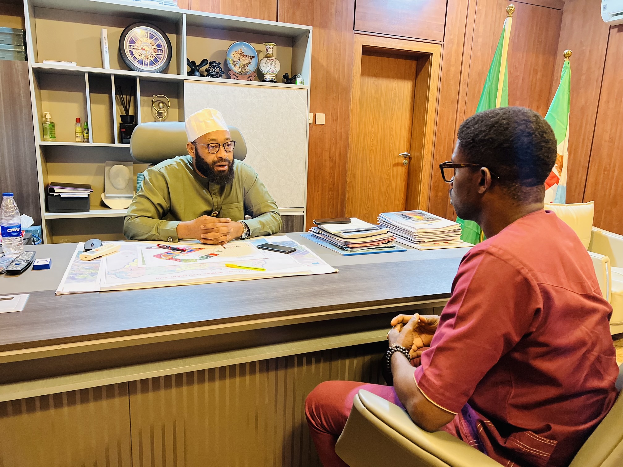 TheCable reporter interviewing Bago in his office