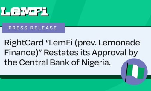 RightCard “LemFi (prev. Lemonade Finance)” restates its approval by the central bank of Nigeria