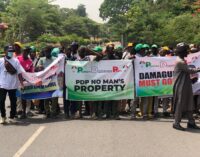 Protesters besiege PDP secretariat, demand Wike’s suspension