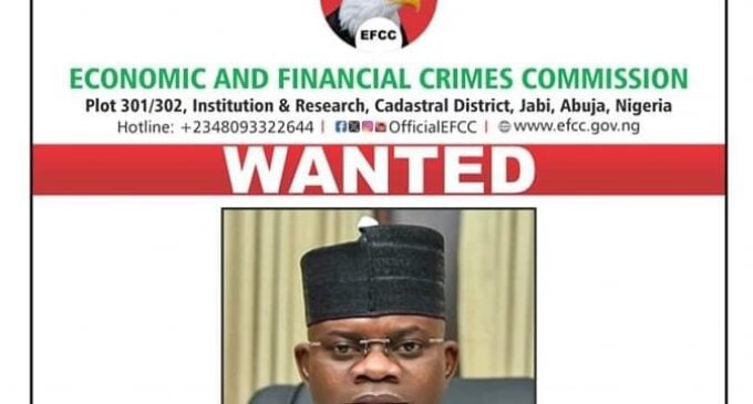 EFCC declares Yahaya Bello wanted over N80bn ‘financial crime’