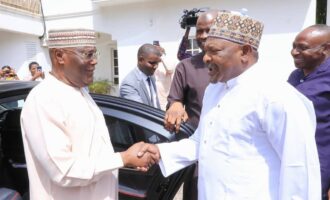 PHOTOS: Atiku visits suspended senator Ningi in Abuja