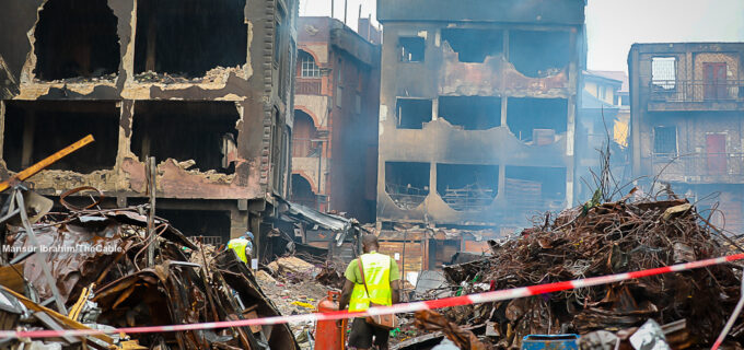 Aftermath of fire that destroyed buildings, goods in Lagos market