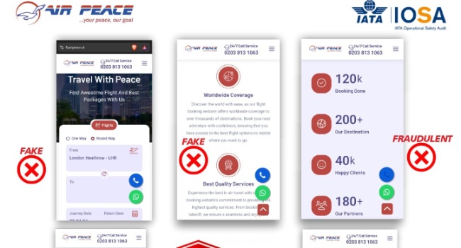 ALERT: Air Peace warns against fake website 'defrauding' UK-bound travellers