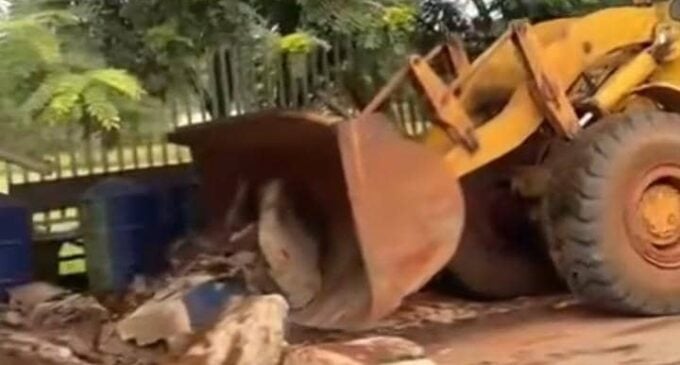Edo demolishes security post at Shaibu’s Benin residence