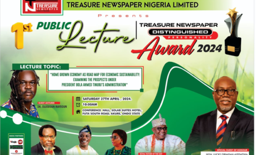 Treasure Newspaper to hold personality awards, lecture on state of economy