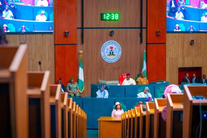 A joint sitting of the national assembly during a budget presentation