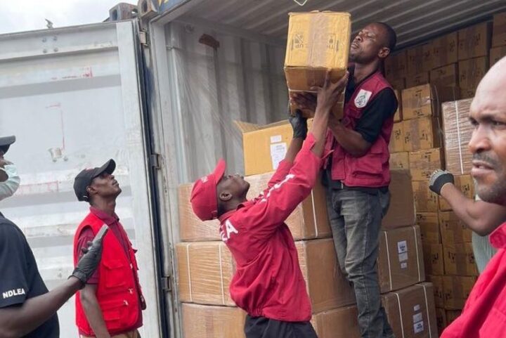 NDLEA officials inspects a container at Onne port