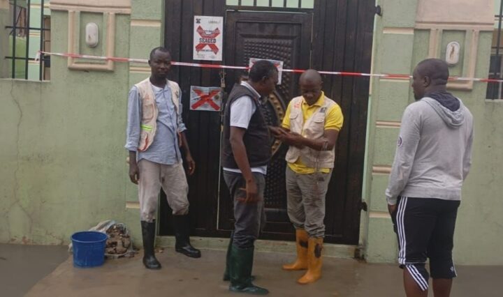 The sealed building at 2 Akewukewe street in the Ijesha Surulere area of Lagos.