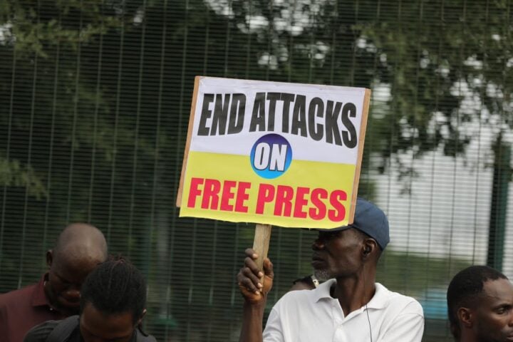 An African protester demanding an end to attacks on free press | File photo