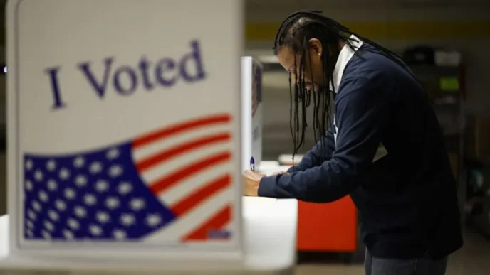A voter casting his vote in the US polls