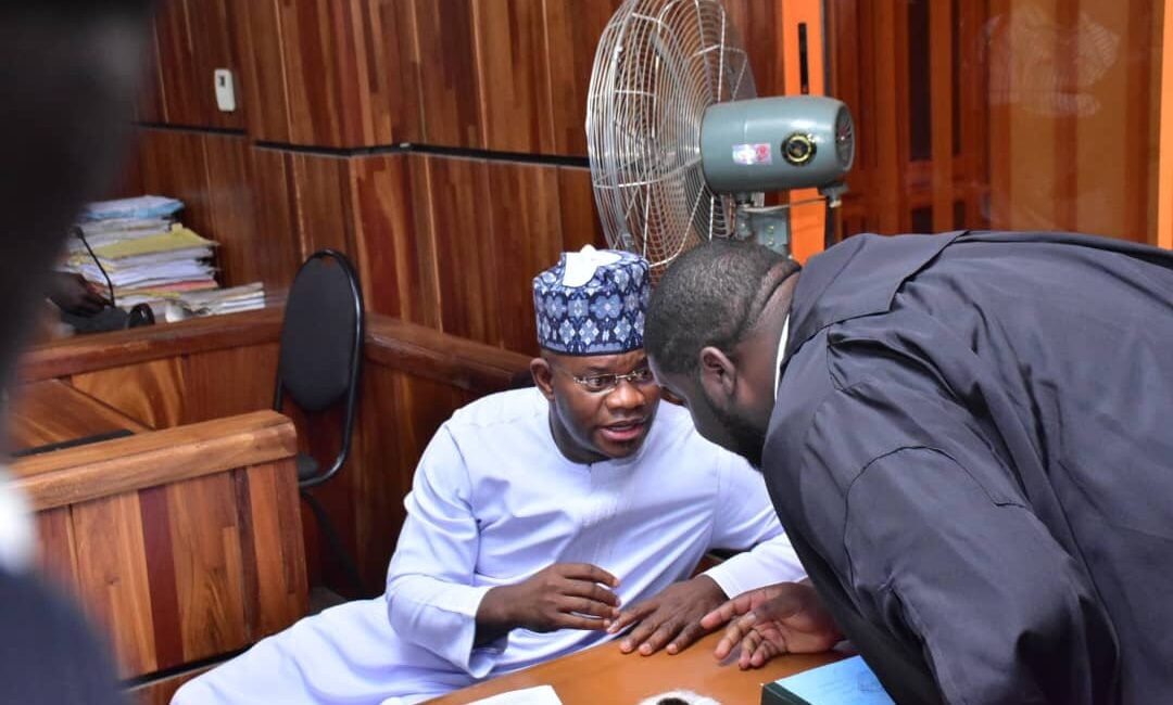 File photo. Yahaya Bello in court