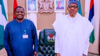 File photo of former President Muhammadu Buhari and Femi Adesina