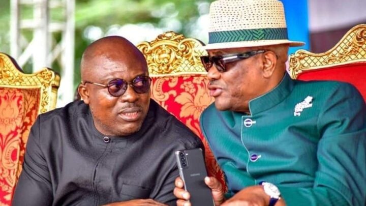 L-R: Siminalayi Fubara and Nyesom Wike | File photo