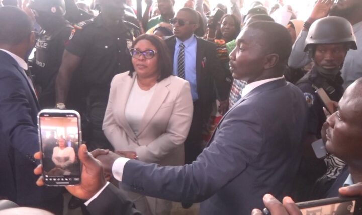 File photo of Mojisola Meranda (lady in tan suit)