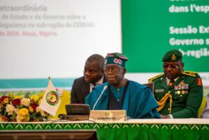 A file picture of President Bola Tinubu at ECOWAS