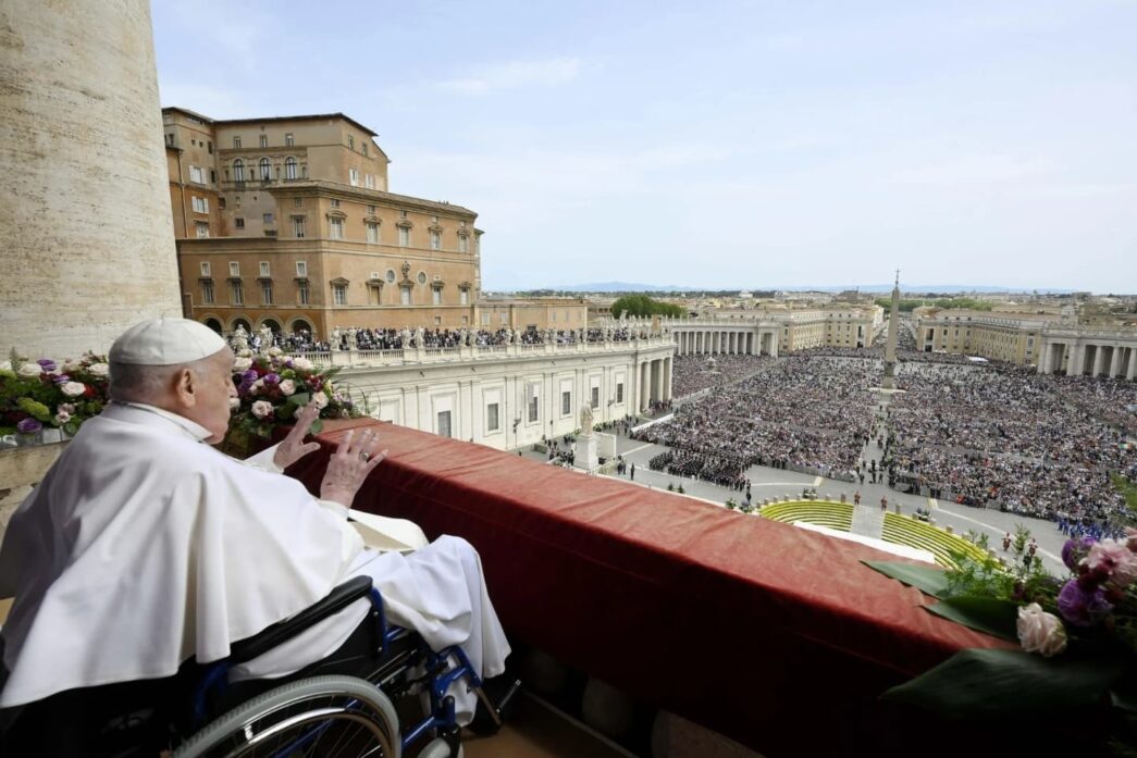 Pope Francis at the balcony of his residence at the Vatican