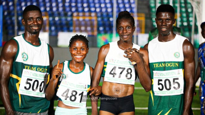 Team Ogun celebrates 4x400m gold at the 22nd National Sports Festival (NSF) | Photo credit: Making of Champions