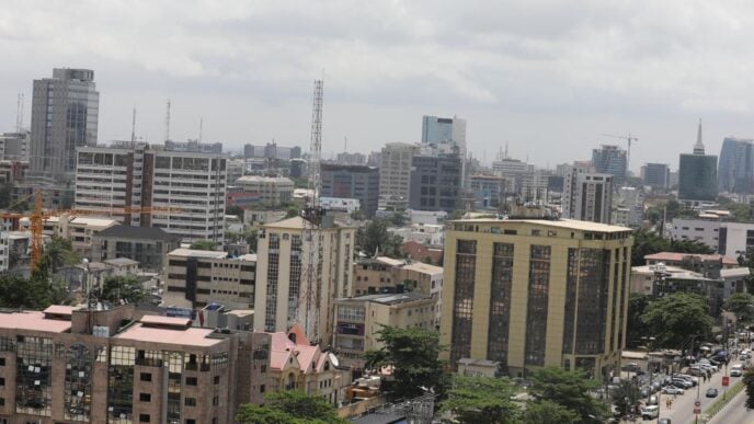 Aerial view of Adetokunbo Ademola street in lagos state