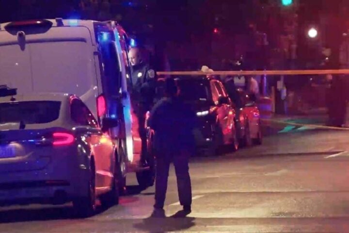 Law enforcement on the scene after two staff members of the Israeli embassy in Washington were shot and killed outside the Capital Jewish Museum in Washington | Photo: WJLA via AP