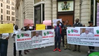Nigerians protest in UK, demand deportation of Mele Kyari to Nigeria