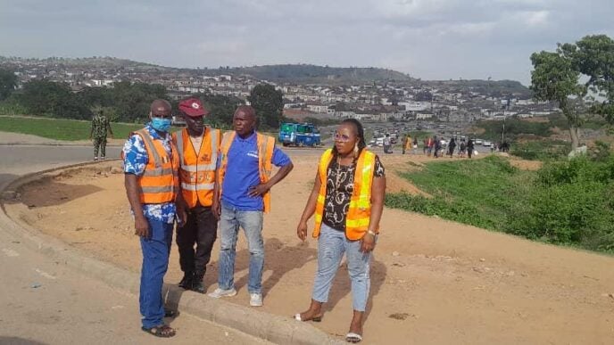 NEMA officials at the scene of the explosion in Abuja