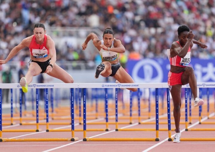Tobi Amusan (left) sets new meeting record in the women's 100m hurdles at the 2025 Rabat Diamond League event