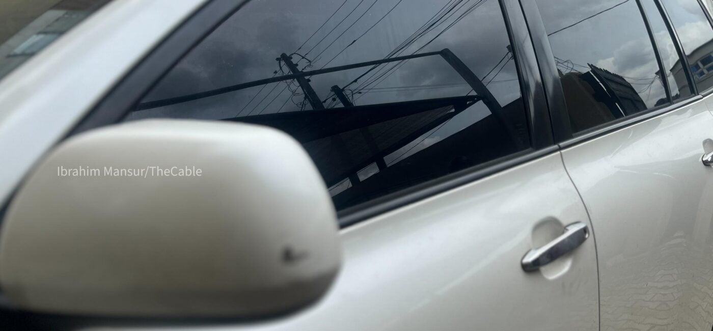 A car with tinted glass