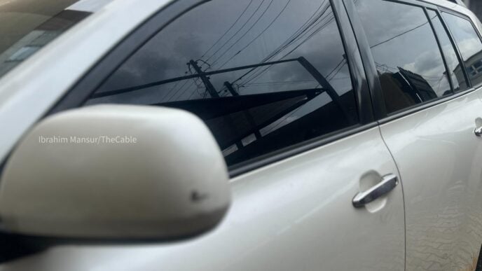 A car with tinted glass
